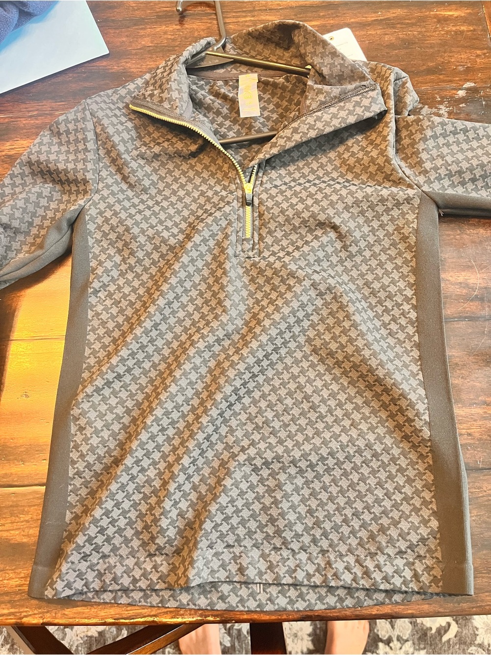 RHONE Womens Gray Houndstooth Half-Zip Pullover